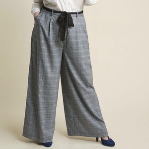 Gorgeous Plaid Wide Leg Slacks with Sash